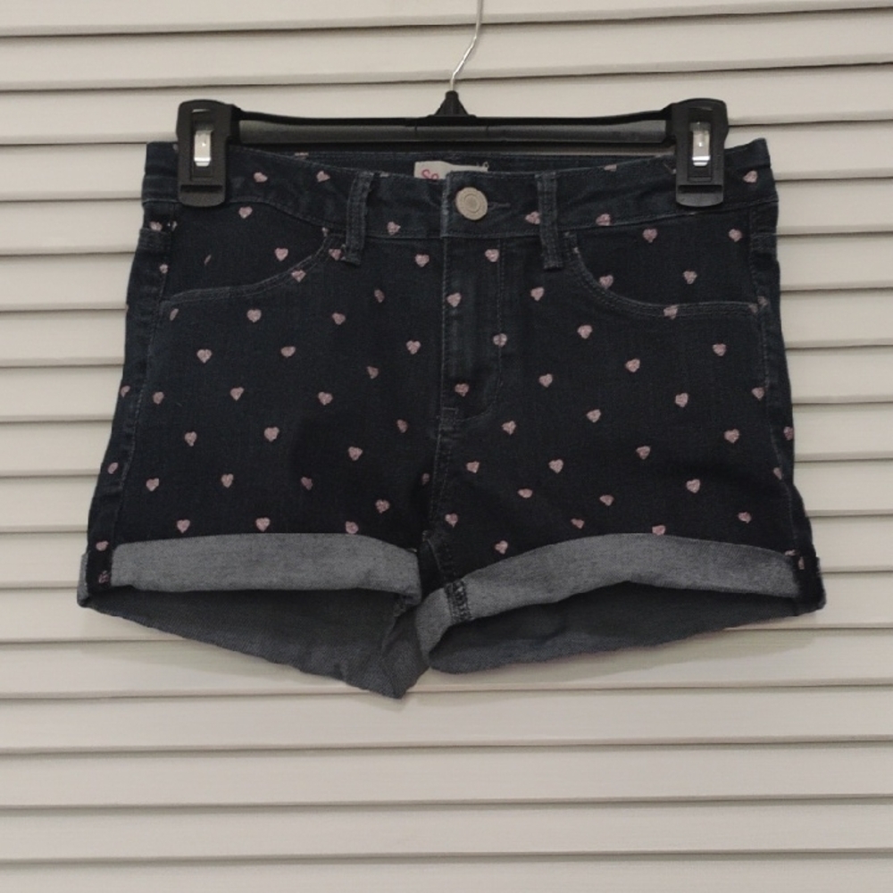 Stylish Denim Heart-Patterned Girls Shorts